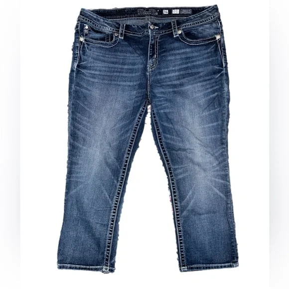 Women's Miss Me Jeans Mid-Rise Easy Crop Pants Sz 36 Plus Size - Picture 4 of 7